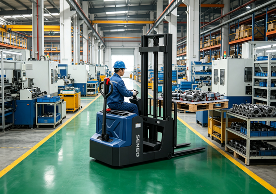 大犀HSWE-1502步驾式电动堆垛车工厂车间原材料与成品堆垛作业