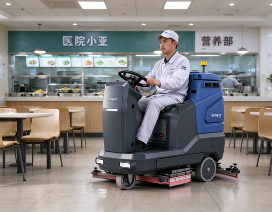 大犀驾驶式洗地机医院食堂营养部清洁场景图