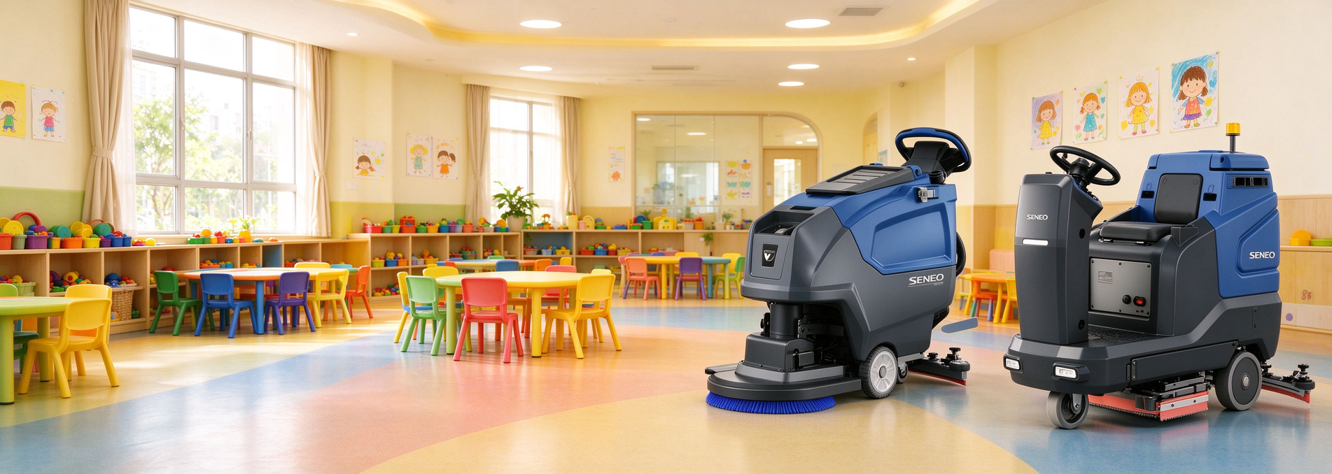 幼儿园早教中心清洁解决方案_幼儿园用什么洗地机_教室食堂消毒防滑清洁设备